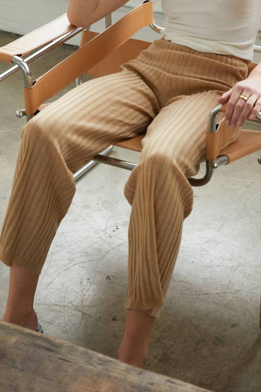 NEW ALMINA CONCEPT ribbed knit pants in beige
